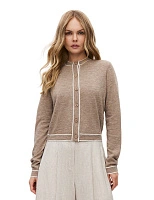 Кардиган на пуговицах с кантом Бежевый меланж