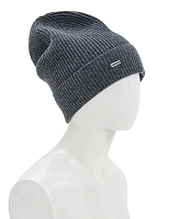 Шапка из шерсти с отворотом Серый меланж