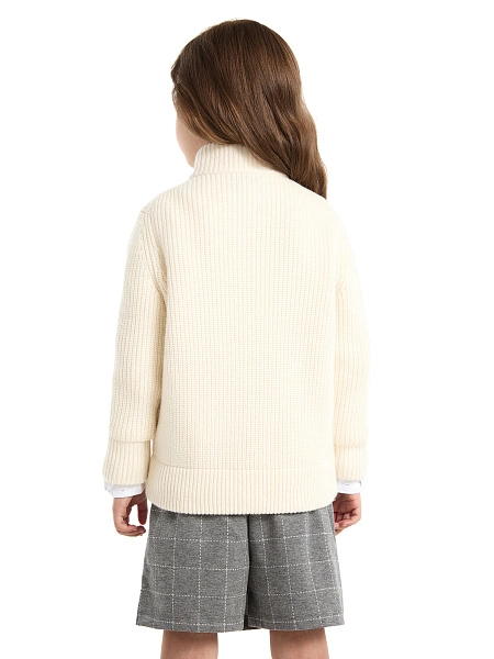 Кардиган из 100% шерсти мериноса на молнии для девочек, цвет молочный, фото 4