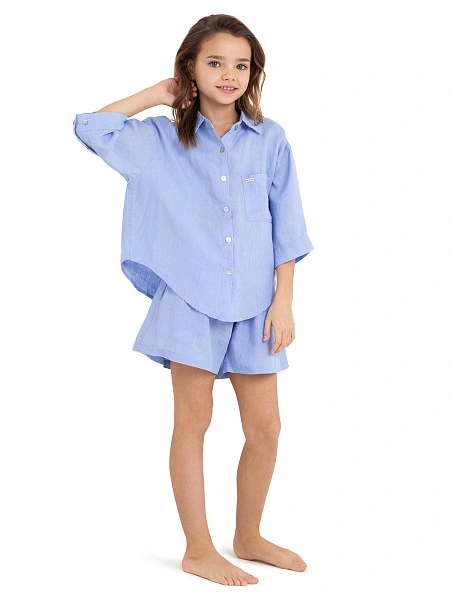 Рубашка для девочек-подростков серии LINEN, цвет лаванда, фото 2