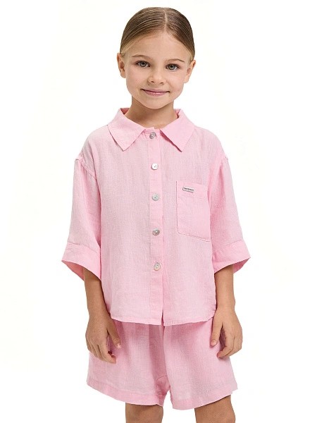 Рубашка для девочки серии LINEN, цвет нежно-розовый, фото 1