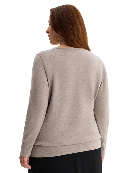 Merino Base Джемпер женский V-вырез plus size, цвет серо-бежевый, фото 2