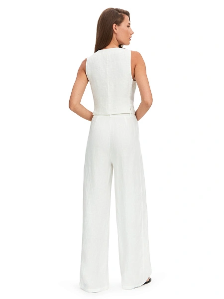 LINEN Брюки женские base, цвет белый, фото 2