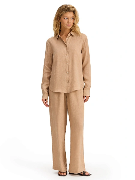 LINEN Рубашка женская slim, цвет песочный, фото 6
