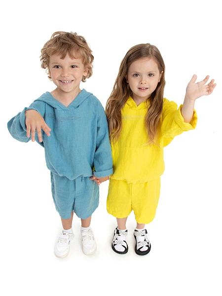 Худи из 100% льна для девочек, цвет желтый, фото 5