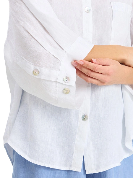 Рубашка женская c широкими рукавами серии LINEN, цвет белый, фото 5