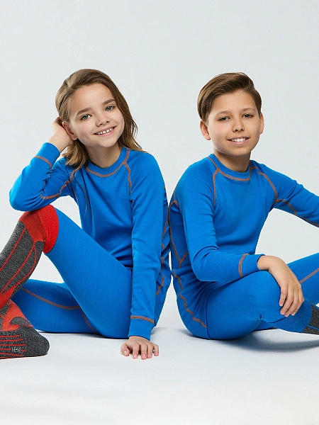 Термоноски детские ВЫСОКИЕ серии SPORT WOOL, цвет синий+антрацит, фото 5