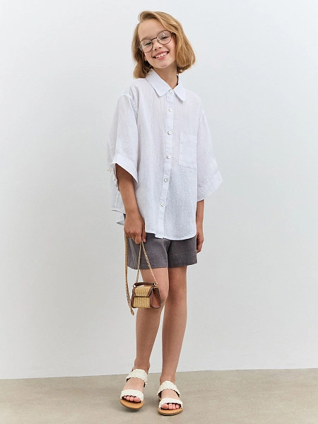 LINEN Рубашка для девочки, цвет белый, фото 5