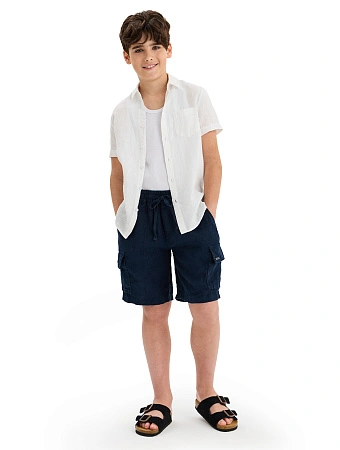Шорты LINEN с карманами для мальчика, цвет темно-синий, фото 1