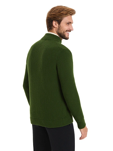 Кардиган мужской на молнии Merino Knitted, цвет олива, фото 2