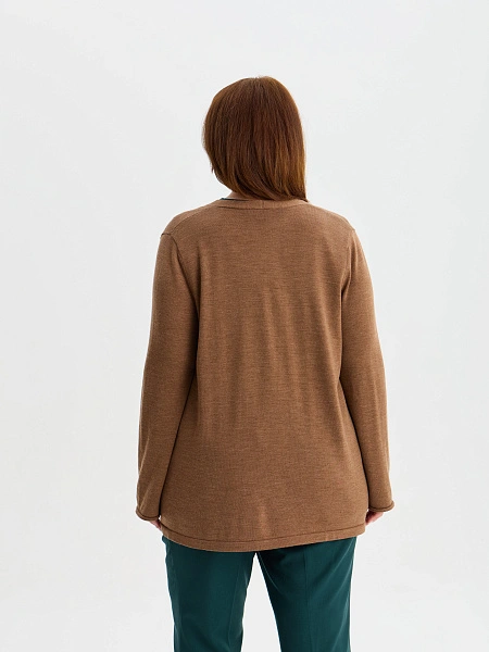 Merino Base Кардиган женский plus size, цвет серо-коричневый, фото 2