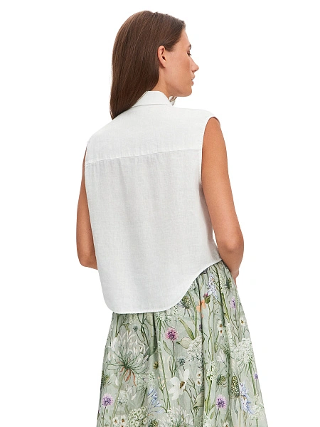 LINEN Блуза женская без рукавов, цвет белый, фото 2
