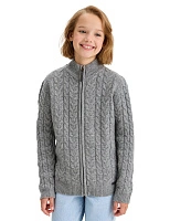 Кардиган на молнии Super Fine Merino Wool для девочек Серый