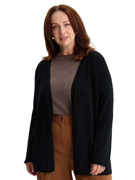 Merino Base Кардиган женский plus size, цвет черный, фото 1
