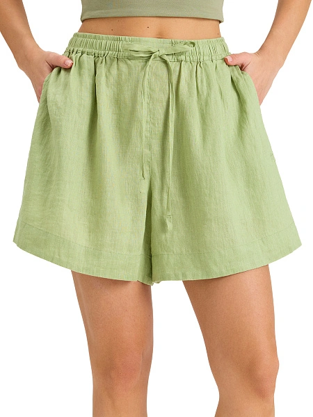 Шорты женские короткие серии LINEN, цвет фисташковый, фото 2