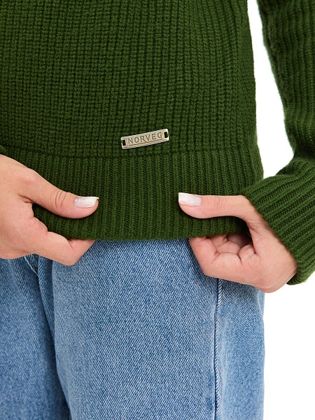 Кардиган из 100% шерсти мериноса на молнии для девочек-подростков, цвет олива, фото 4