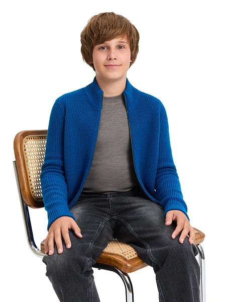 Кардиган шерстяной на молнии для мальчиков-подростков, цвет арктик, фото 5