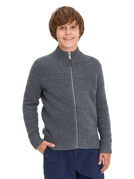 Кардиган шерстяной на молнии для мальчиков-подростков, цвет графитовый, фото 1
