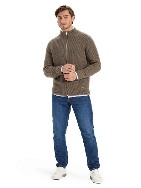 Кардиган мужской на молнии Merino Knitted, цвет коричневый, фото 6