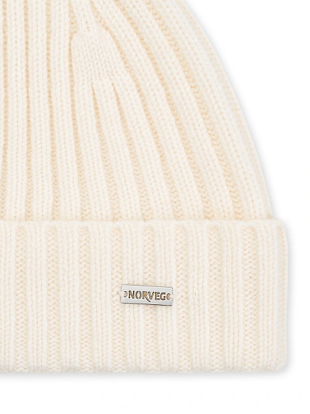 Шерстяная шапка  с отворотом, цвет белый, фото 4