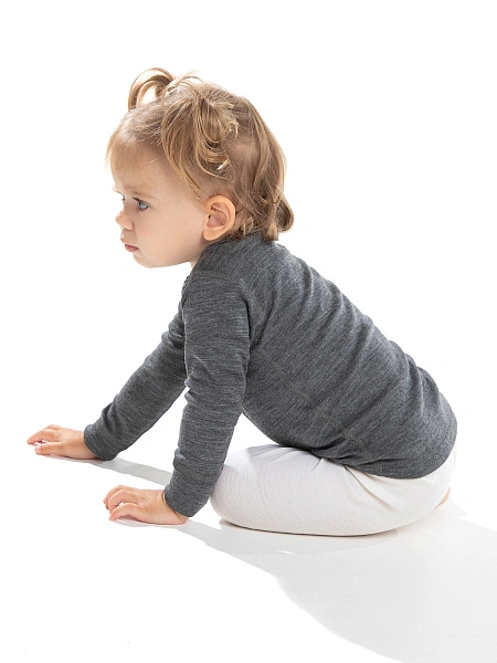 Термофутболка детская серии SOFT. Знак Woolmark, цвет серый меланж, фото 3