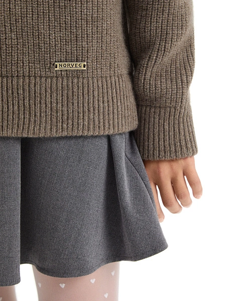 Кардиган из 100% шерсти мериноса на молнии для девочек-подростков, цвет коричневый, фото 5