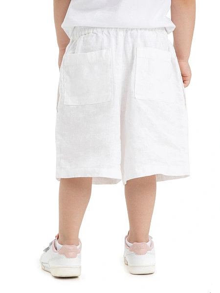 Шорты-бермуды из 100% льна для девочек, цвет белый, фото 4