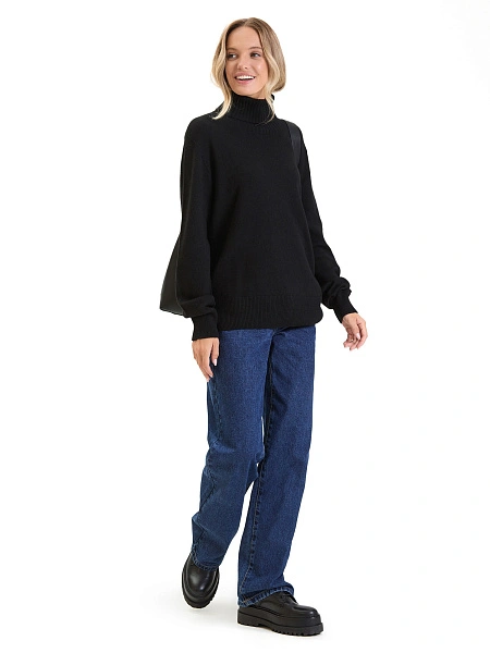 Свитер женский Cashmere&Merino blend oversize, цвет черный, фото 5