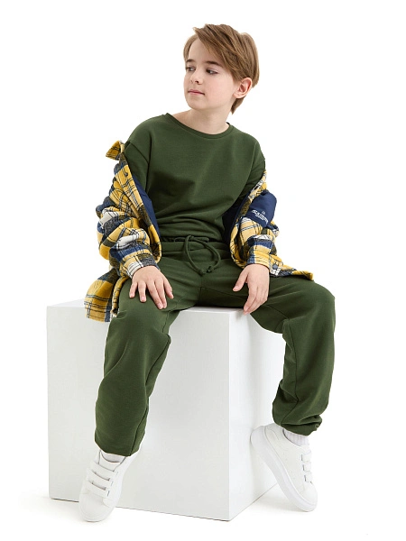 Брюки-джоггеры подростковые для мальчиков серии Cotton, цвет олива, фото 6