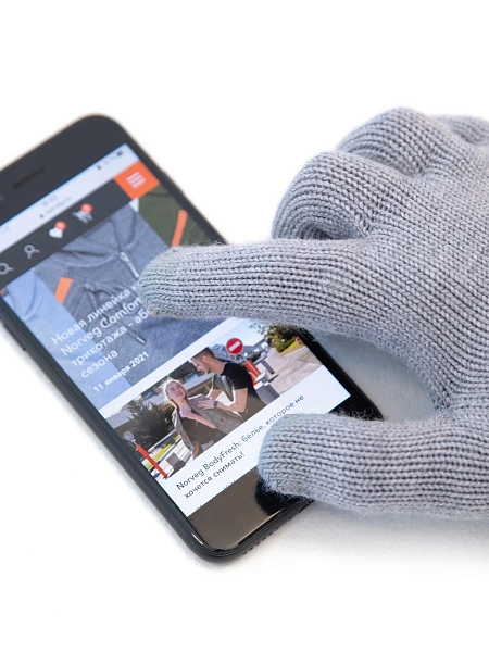 Перчатки детские Merino TEC Touch Screen, цвет серый меланж, фото 3