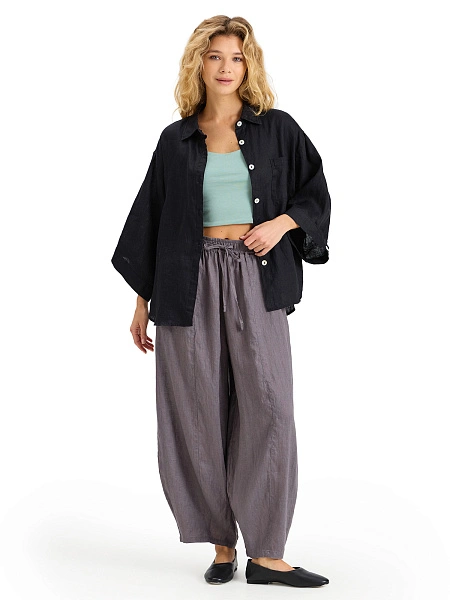 Брюки женские "baggy" серии LINEN, цвет серый, фото 5