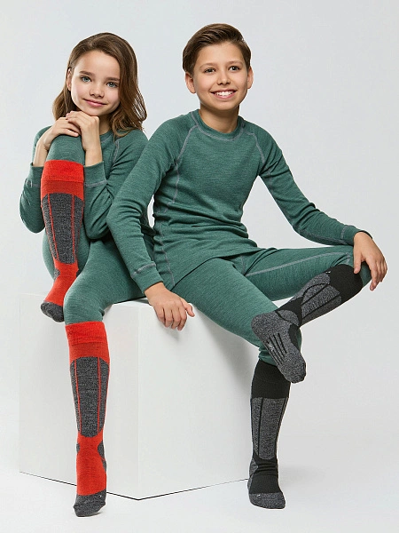 Термоноски детские ВЫСОКИЕ серии SPORT WOOL, цвет красный+антрацит, фото 5