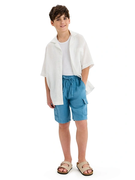 Шорты LINEN с карманами для мальчика, цвет голубой, фото 1