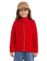 Кардиган из 100% шерсти мериноса на молнии для девочек Красный