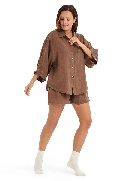 Шорты женские серии LINEN, цвет кофе, фото 5
