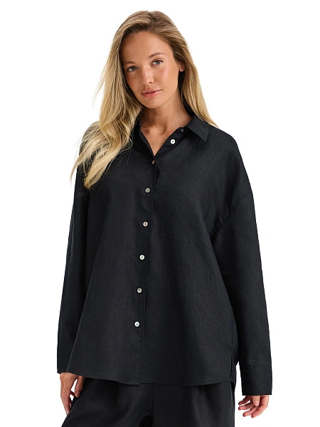 LINEN Рубашка женская oversize, цвет черный, фото 1