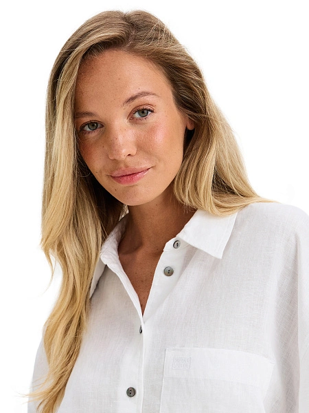 LINEN Рубашка женская oversize, цвет белый, фото 4