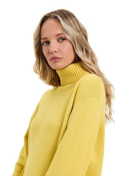 Свитер женский Cashmere&Merino blend oversize, цвет желтый, фото 3