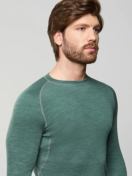 Комплект термобелья мужской серии SPORT WOOL, цвет зеленый, фото 4
