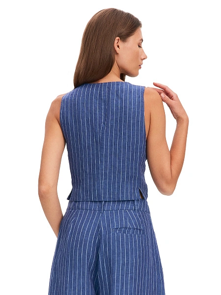 Элегантный льняной жилет LINEN, цвет джинс, фото 2