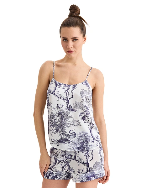 Топ на бретелях серии SILK, цвет принт светлый toile de jouy, фото 1