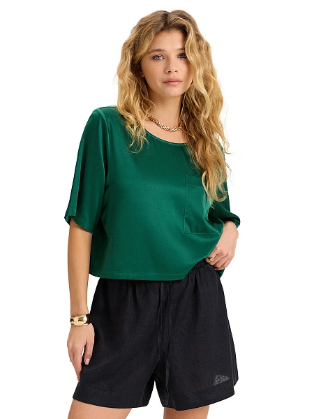 Шорты женские короткие серии LINEN, цвет черный, фото 5