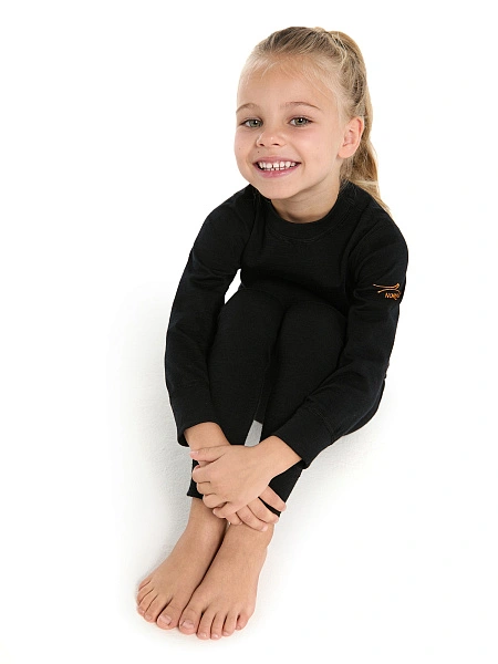 Термолеггинсы детские для девочек серии ACTIVE KIDS, двухслойное термобелье, цвет черный, фото 5