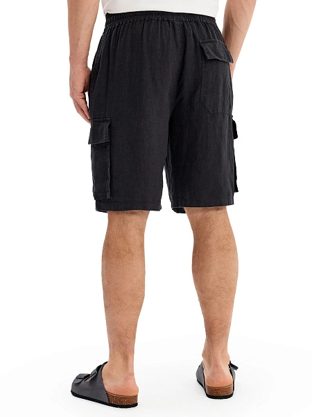 LINEN Шорты с карманами мужские, цвет черный, фото 2