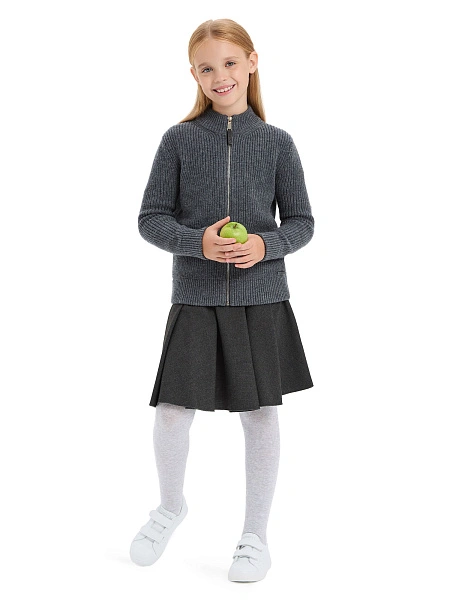 Кардиган из 100% шерсти мериноса на молнии для девочек, цвет графитовый, фото 6