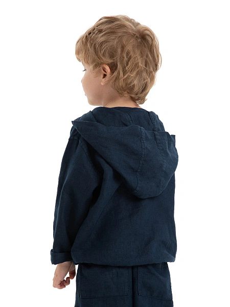 Худи из 100% льна для мальчиков, цвет темно-синий, фото 4