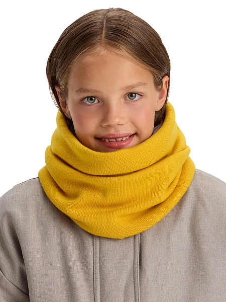 Теплый снуд из шерсти мериносов, цвет соломенный, фото 4