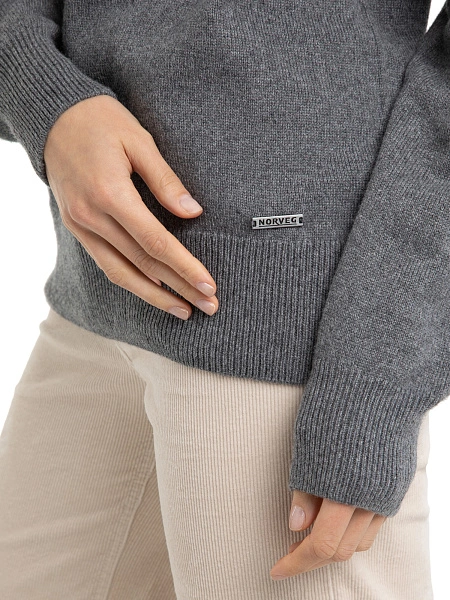 Свитер женский Cashmere&Merino blend oversize, цвет серый меланж, фото 4