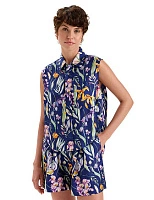 Блуза SILK женская без рукавов Паттерн Spring Garden