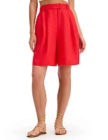 LINEN Шорты женские удлиненные Красный